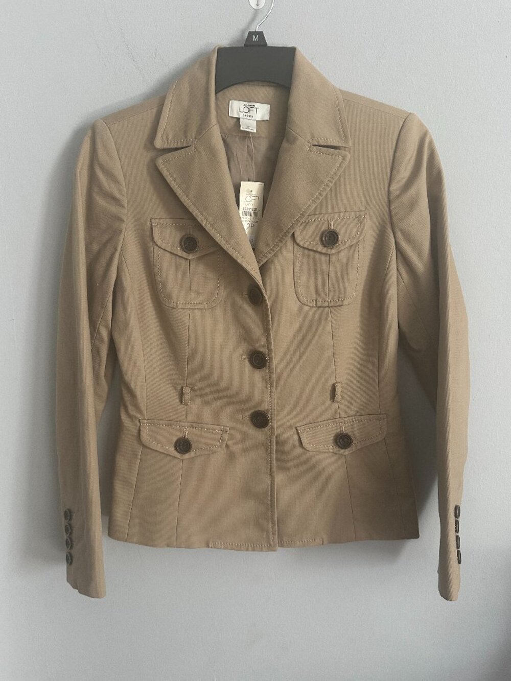 NWT Ann Taylor LOFT Petites Tan Utility Blazer Jacket Size 2P